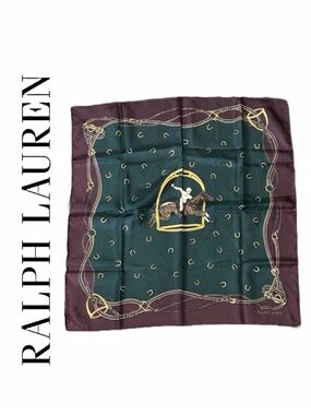 Ralph Lauren VINTAGE Equestrian 100 Silk Scarf‎